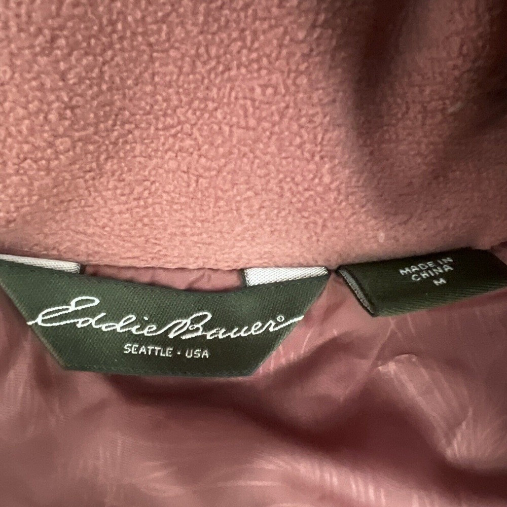 Eddie Bauer Lodge Down Long Coat Womens Size Medium Muave Pink Faux Fur EB550 - Picture 9 of 12